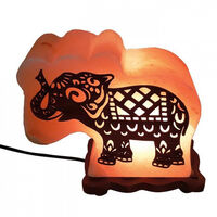Слон, соляная лампа с деревянной картинкой