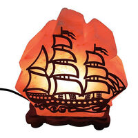 Кораблик, соляная лампа с деревянной картинкой