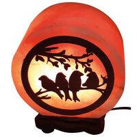 Птички, соляная лампа с деревянной картинкой