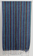Шарф, хлопок, 50х175см, плетеный синий