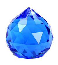 Хрустальный шар 40 мм. Синий, граненый, подвесной