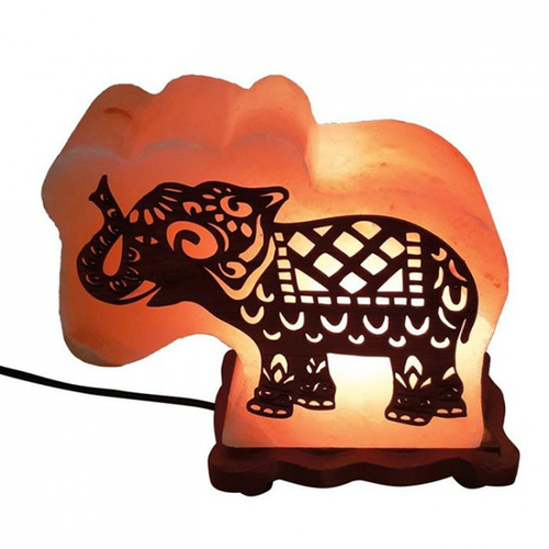 Слон, соляная лампа с деревянной картинкой