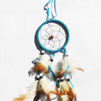 Ловец снов с перьями 9 см голубой