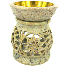 Аромалампа каменная "Цветок" с бронзовой вставкой