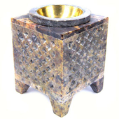 Аромалампа каменная "Сеточка" на ножках с бронзовой вставкой