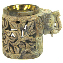 Аромалампа каменная "Слон" с бронзовой вставкой